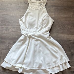 Emerald Sundae White Halter Mini Dress